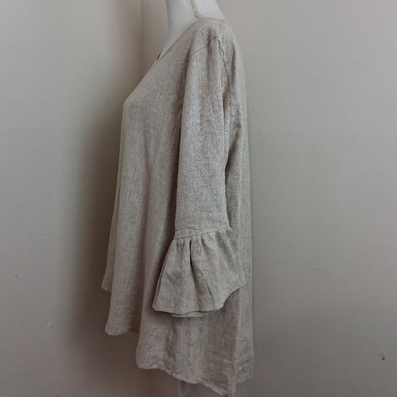 Crown Linen Design European Linen Bell Sleeve Blouse Size Large - Picture 3 of 9